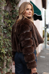 Velma Channel Faux Fur Jacket - Chocolate