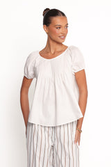 Abbott Pleated Top - White