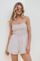 Alaric Shirred Romper - Cream