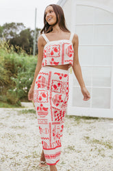 Albanie Skirt Set - Red Print