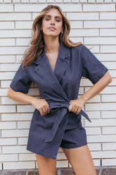 Bruna Denim Romper - Dark Wash