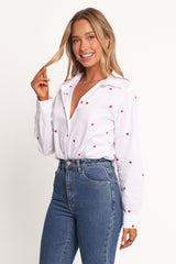 Cyra Heart Top - White Red