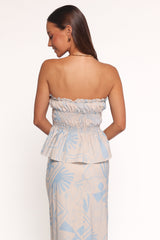 Elena Strapless Top - Blue Soleil