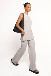 Ellory Knitted Pant Set - Light Grey