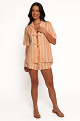 Essie Tie Front Shirt - Terracotta Stripe