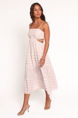 Evelin Midi Dress - Pink Stripe