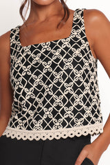 Finley Embroidered Top - Black Natural