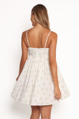 Indira Mini Dress - Ivory Blue Floral