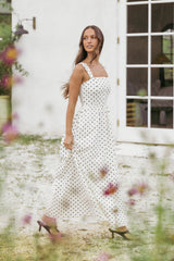 Jenni Maxi Dress - White Polka Dot