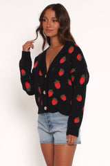 Judson Strawberry Knit Cardigan - Black