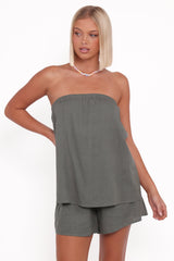 Karlen Strapless Romper - Palm Green