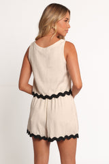 Katy Short Set - Cream Black