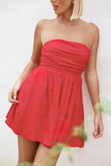 Katy Strapless Mini Dress - Red