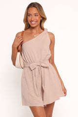 Levana One Shoulder Romper - Beige
