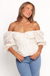 Mairead Eyelet Top - Cream