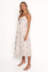 Paloma Maxi Dress - White Red Floral