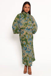 Perrie Long Sleeve Midi Dress - Green