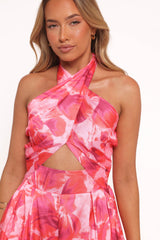 Primrose Halter Romper - Pink Red