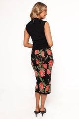 Reeva Knit Skirt - Black Floral