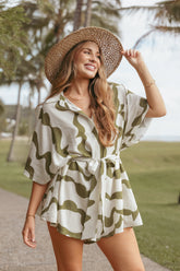 Sheily Tie Waist Romper - Green