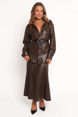 Trevira Faux Leather Shirt - Brown