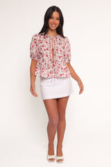 Tyra Top - Red Floral