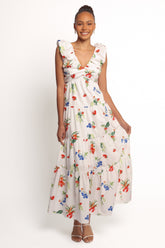 Valerie Maxi Dress - Off White/Red