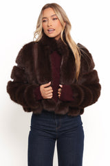 Velma Channel Faux Fur Jacket - Chocolate