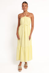 View Halterneck Maxi Dress - Lemon