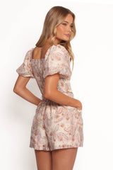 Davina Belted Shorts - Cream Multi