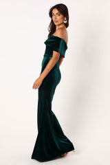 Adair Off Shoulder Maxi Dress - Emerald Green