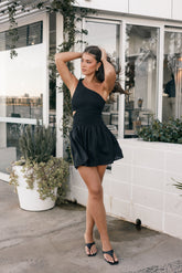 Allison One Shoulder Mini Dress - Black