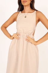 Aubrey Cutout Midi Dress - Beige