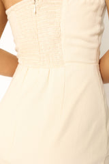 Rory Contrast Stitch Maxi Dress - Ecru