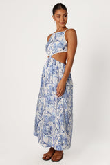 Sena Midi Dress - Blue Floral