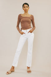 Lulu High Rise Slim Straight Jean - White