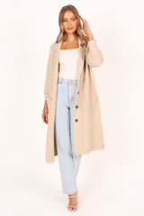 Ivy Button Front Coatigan - Oatmeal