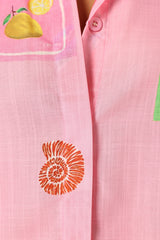 Kellie Romper - Pink Stamp Print