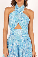 LeLe Halter Romper - Blue Floral