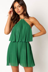 Magnolia Pleat Romper - Green