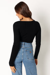 Ace Long Sleeve Knit Bodysuit - Black