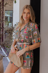 Everlee Romper - Olive Print