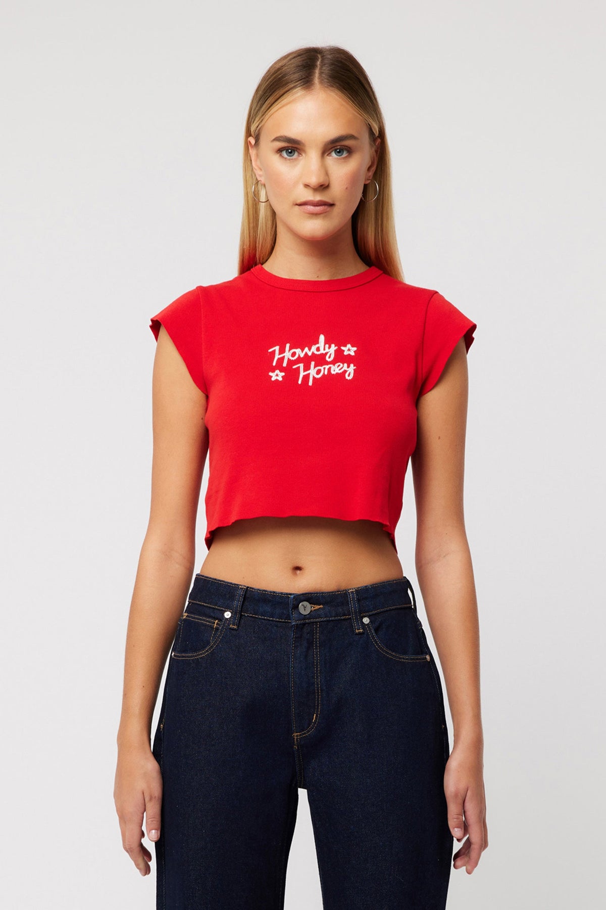 Abrand 90S Rib Cut Off Tee - Red