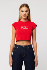 Abrand 90S Rib Cut Off Tee - Red