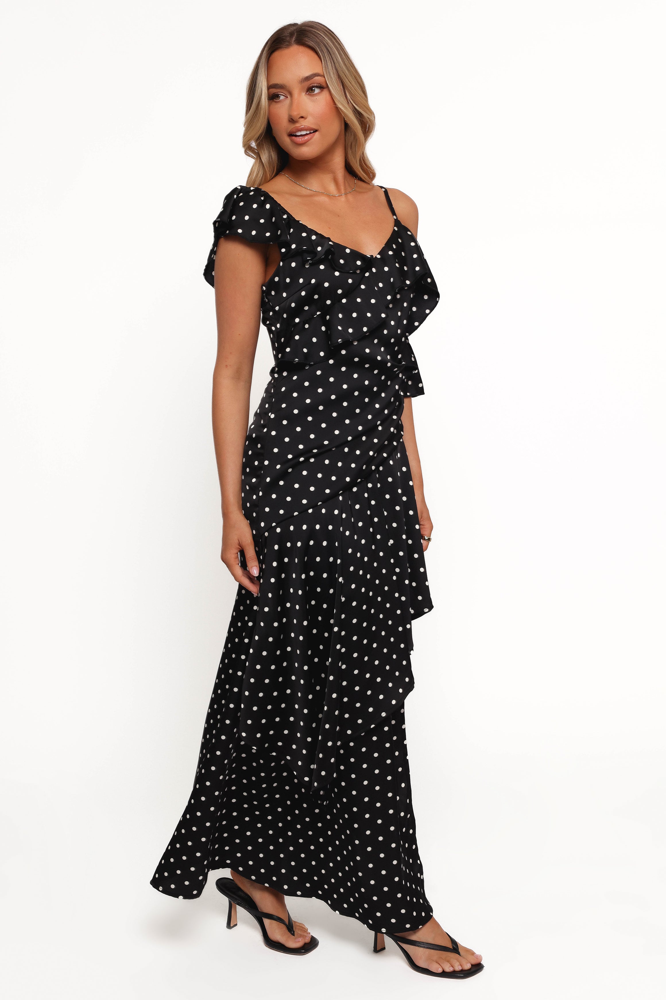 Adelina Maxi Dress - Black Polka Dot