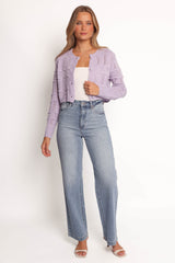 Aidy Crop Button Front Cardigan - Lilac