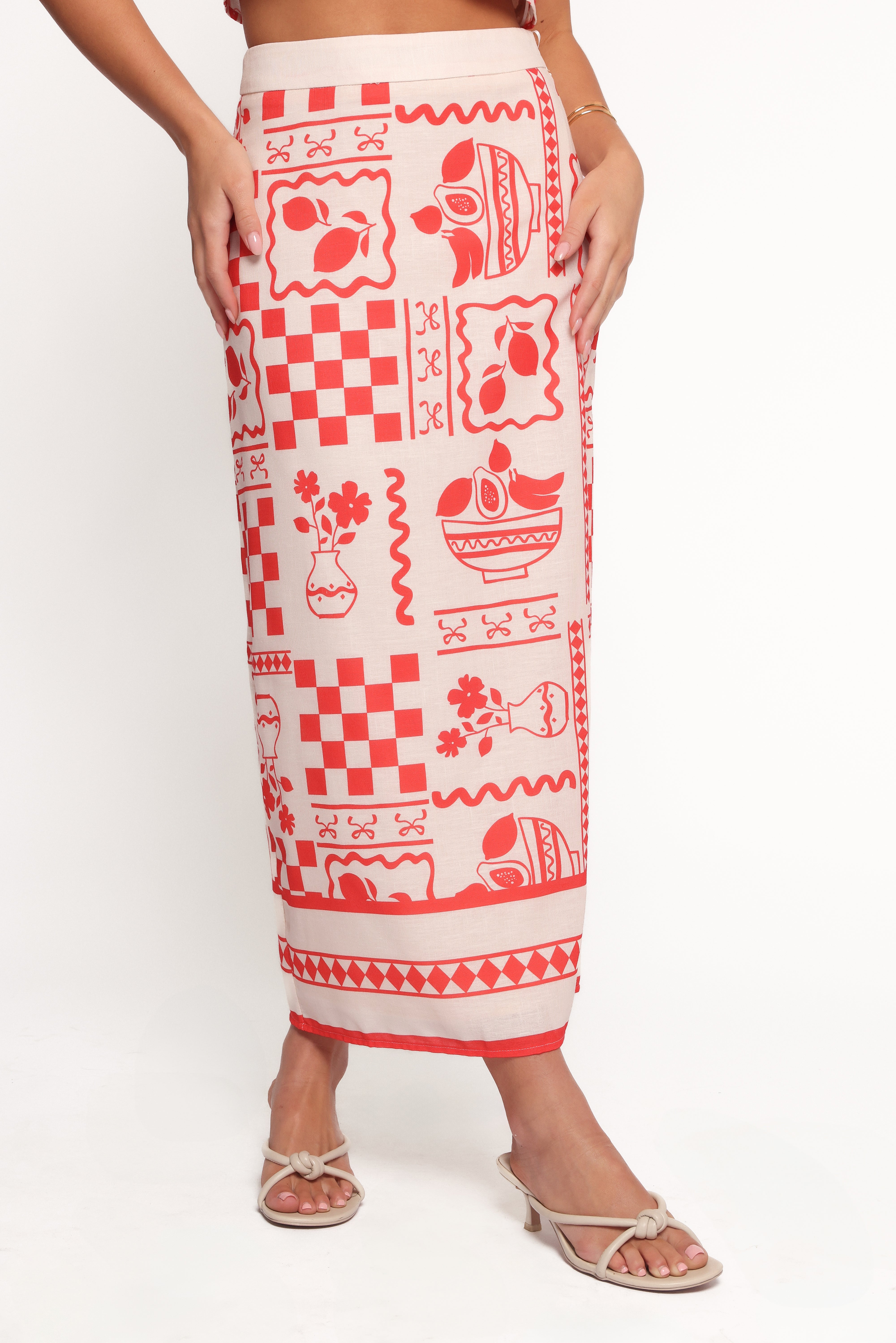 Albanie Skirt Set - Red Print