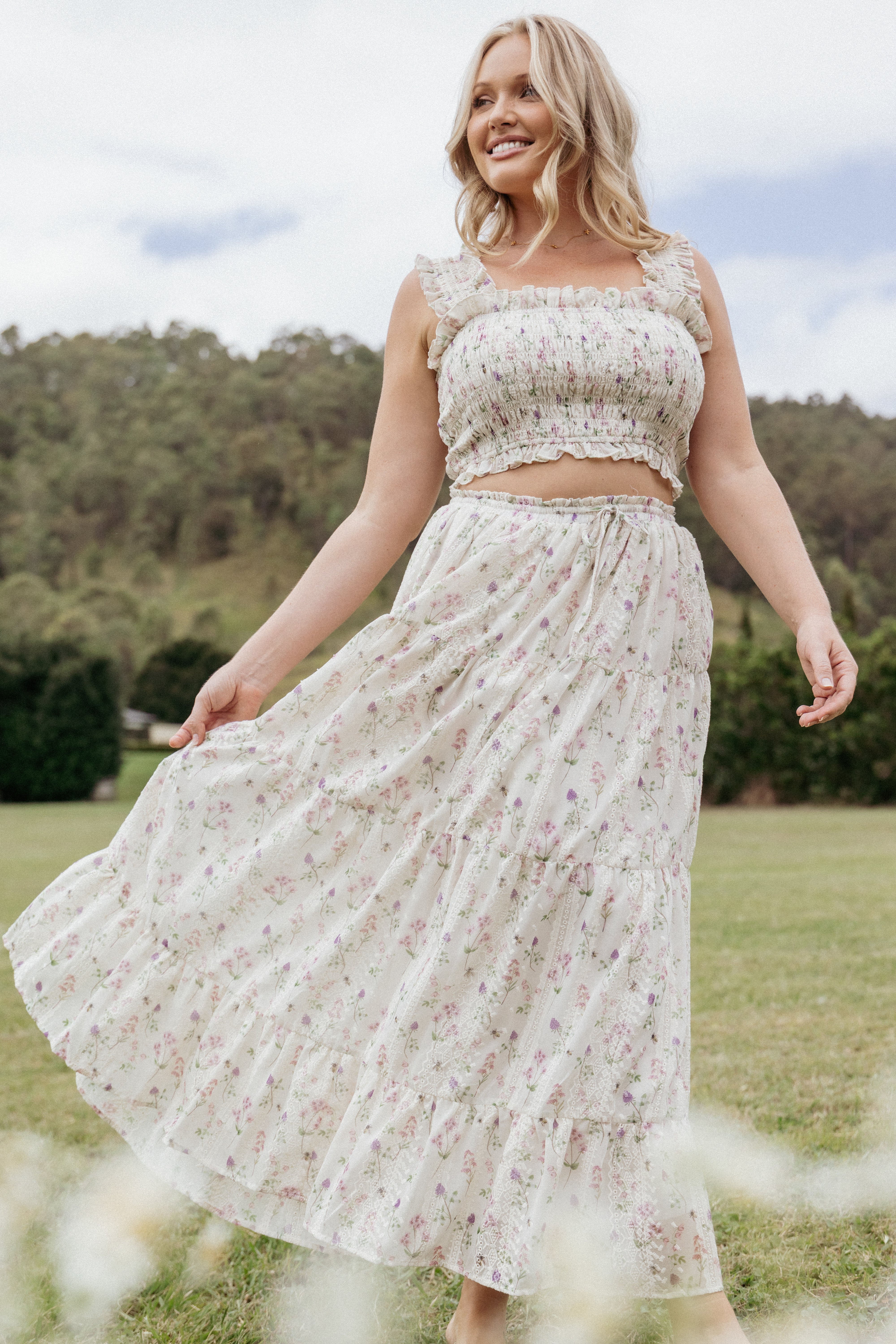 Amberlyn Maxi Skirt - Pink Floral
