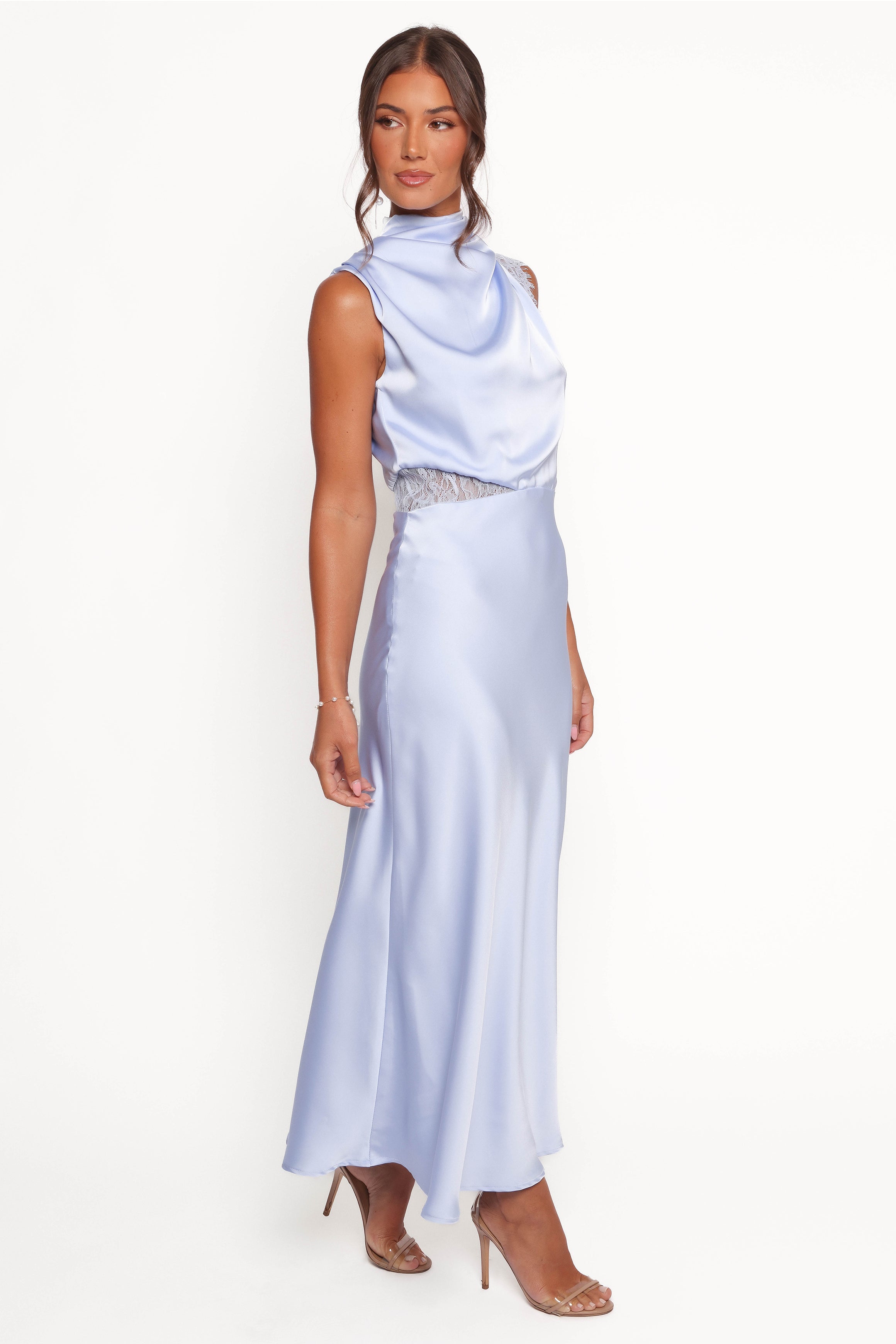 Anabelle Halter Neck Lace Maxi Dress - Baby Blue