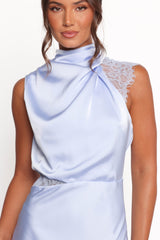 Anabelle Halter Neck Lace Maxi Dress - Baby Blue